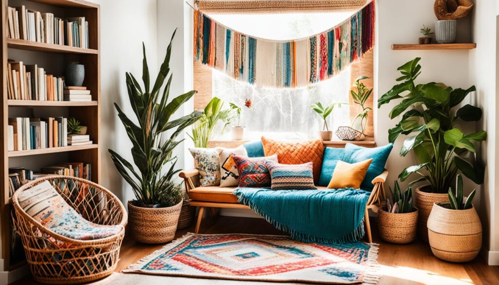 boho reading nook